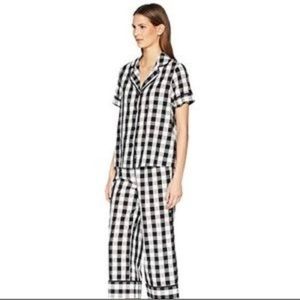 Kate Spade Pajamas 2 piece set - plaid check gingham black and white Lawn Crop
